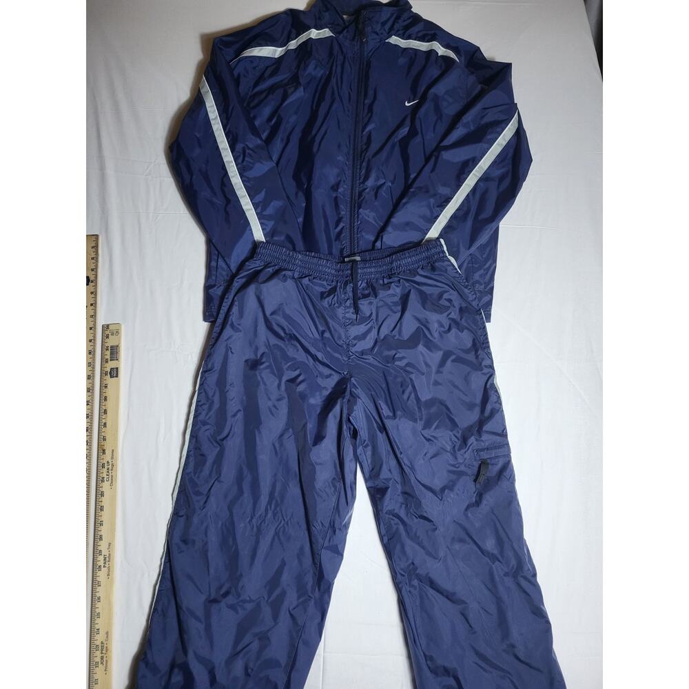 Nike Vintage Track Suit Set Mens XL Navy Blue Full Zip Jacket Zip Ankle Pant Y2k